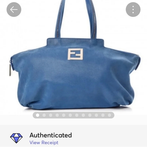 Fendi Blue Metallic Nubuck Medium Chains Tote Bag - Picture 6 of 16